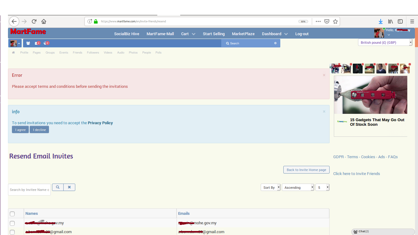 accepting privacy policy