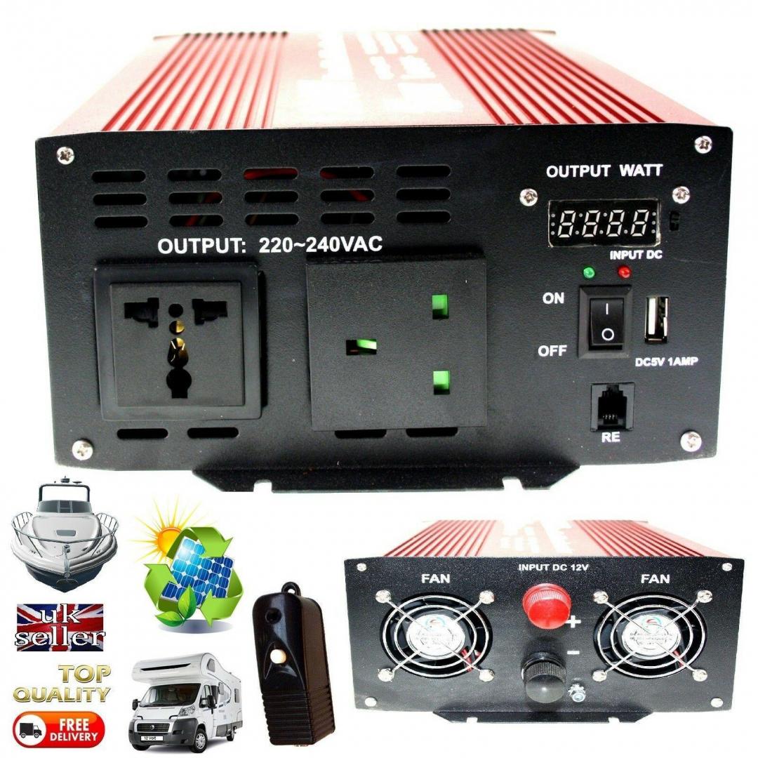 PURE SINEWAVE INVERTER 2000W PEAK 240v Self Build Camper Boat 12 Volt