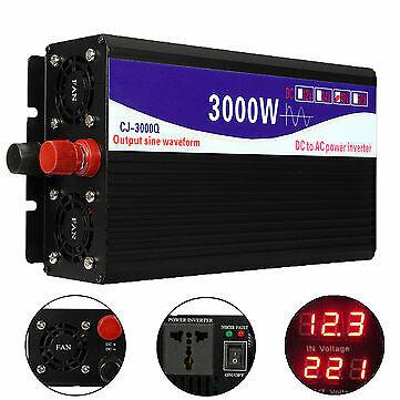 3000W 12V/24V/48V to 220V Pure Sine Wave Power Inverter Home Converter