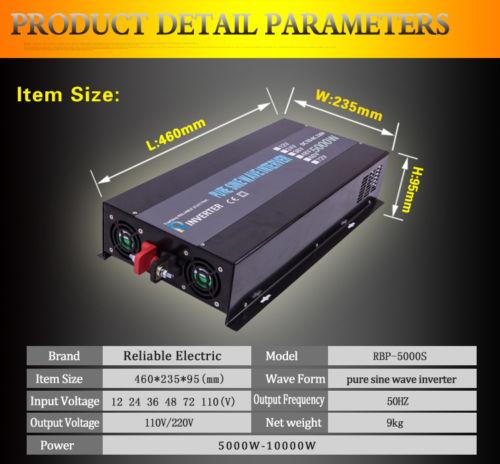 5000W Off Grid Pure Sine Wave Solar Power Inverter 12V/24V/48V to 220V/240V 50HZ