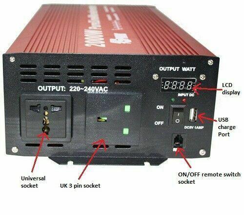 2000W (4000W Peak) DC 12V AC 240V PURE SINE WAVE POWER INVERTER