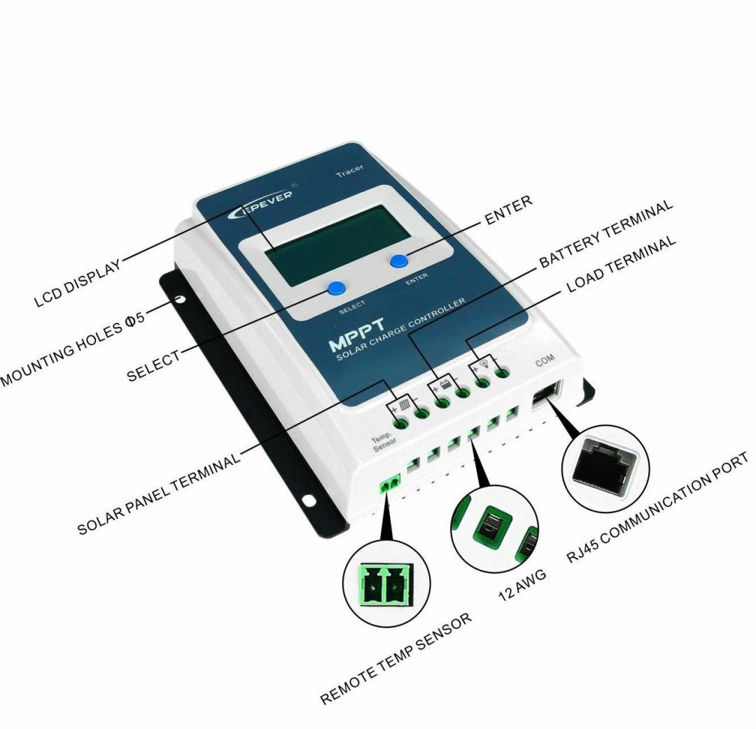 EPEVER Mppt Solar Charge Controller 10A/20A/30A/40A Tracer AN Series Regulator