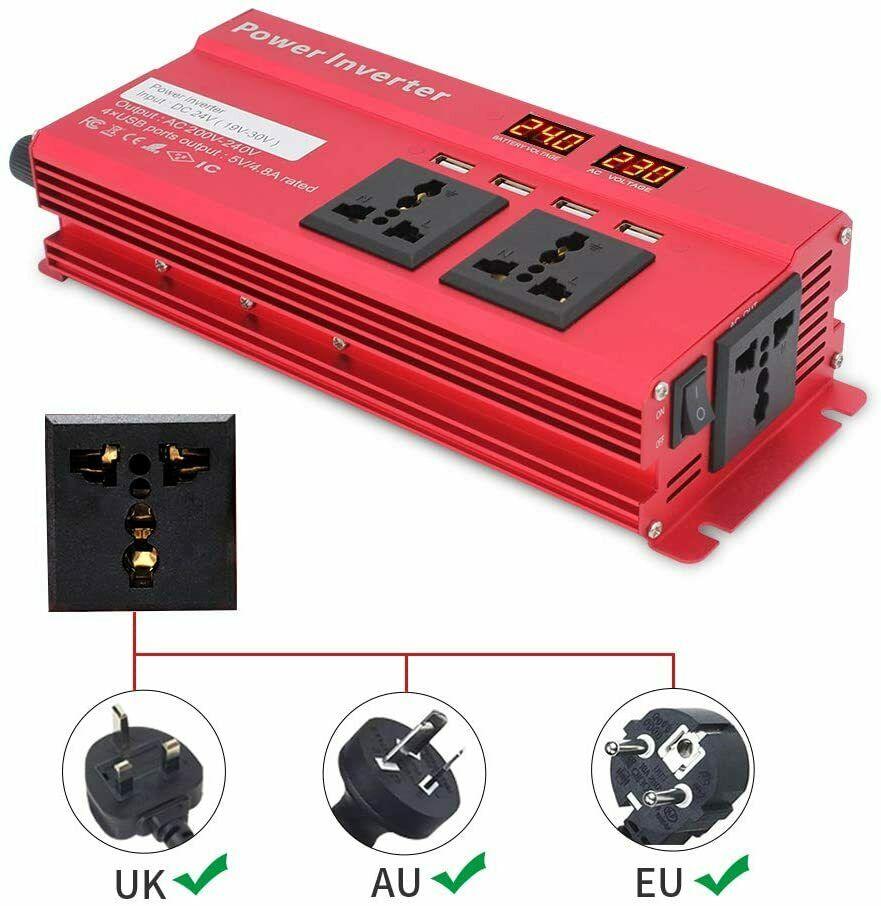 Cantonape Power Inverter 800W/2000W Peak DC 24V to AC 230V 240V Car Converter 24