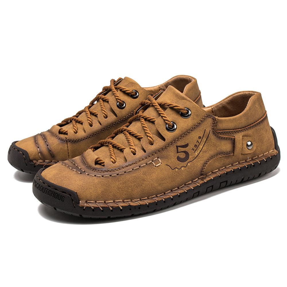 Menico Men Microfiber Leather Hand Stitching Comfort Soft Casual Shoes