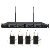 UHF Professional Wireless Microphone System-professional-4-channel-uhf-wireless-microphone-system-mic-w-headset-stage-ktv-thumb