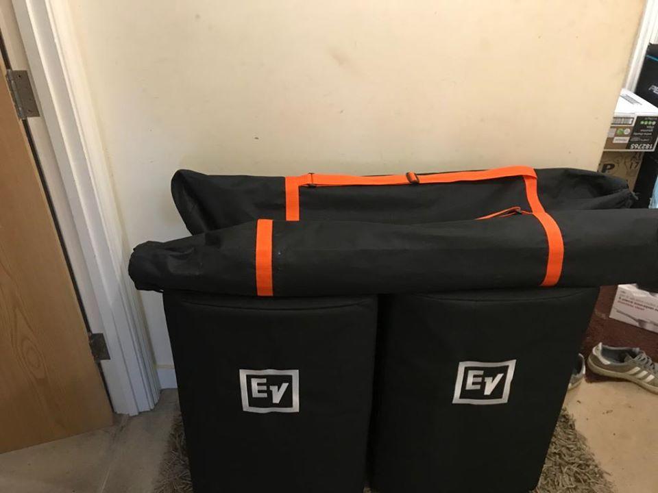 x2 Electro-Voice EKX-15 1600 Watt Passive 15" 2-Way Loud Speakers, Covers & Stands EKX-15